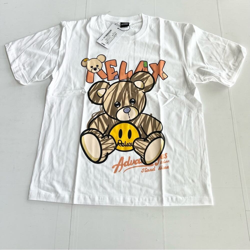 New HEYBIG Graphic Short Sleeve Tee Shirt TH-364 UNISEX SIZE L Relax Teddy Bear